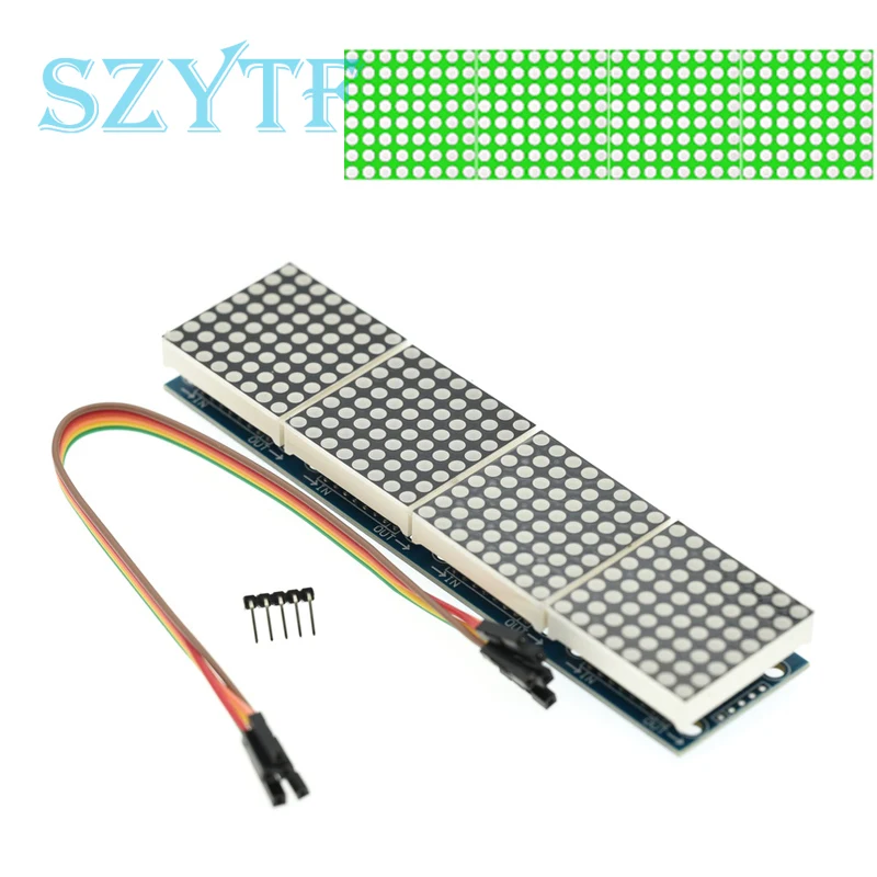 Módulo de matriz de puntos MAX7219, 1 piezas, microordenador de un solo Chip, pantalla 4 en 1, Línea 5P - imagen 4