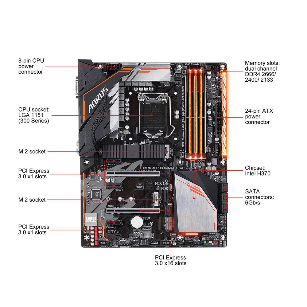 H370 AORUS Gaming 3 WIFI para Gigabyte LGA1151 H370 DDR4 64GB Core i7/i5/i3 ATX placa base de escritorio - imagen 4