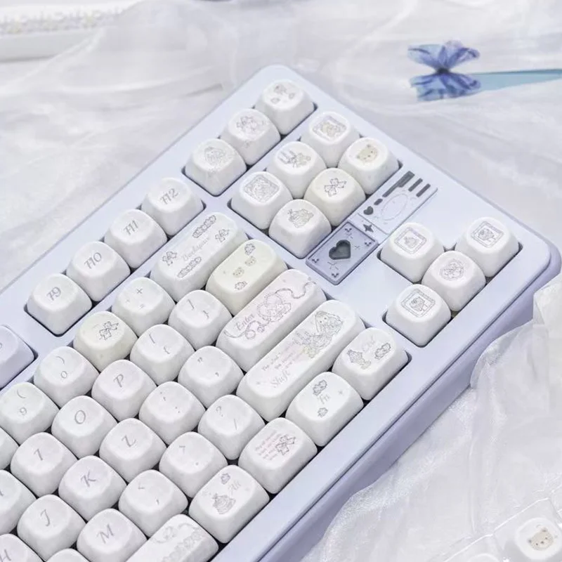Teclas bonitas personalizadas de postre de conejo, 130 teclas, sublimación de tinte, teclas PBT, perfil MOA para interruptores Cherry MX, Teclado mecánico - imagen 2