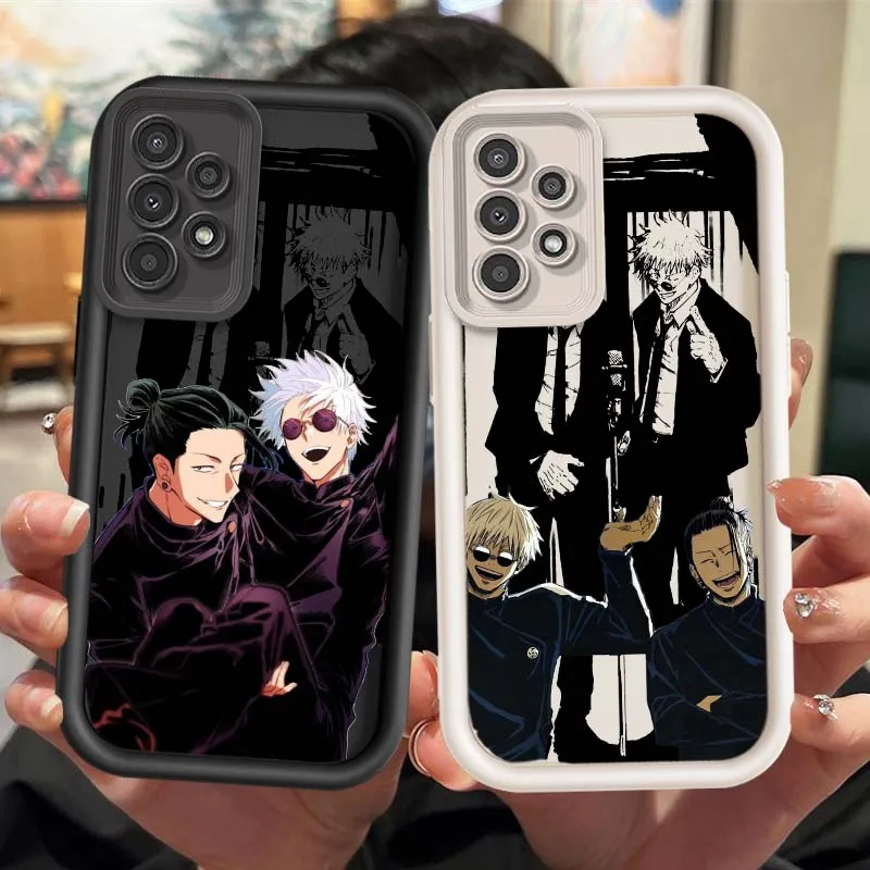 Funda Gojo y Geto para Samsung Galaxy A73 A72 A71 A56 A55 A35 A25 A54 A53 A52 A51 A32 funda de teléfono con escalera ocular