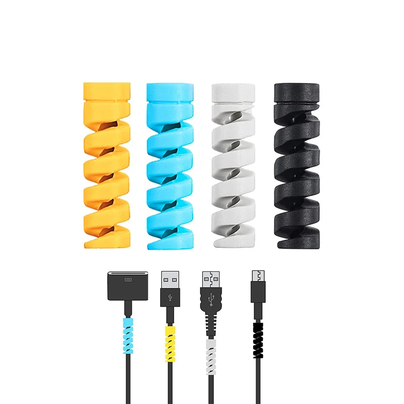 Protector de Cable Flexible de silicona, organizador de gestión de cables, Protector en espiral para todas las líneas de datos de teléfonos móviles, 10 piezas - imagen 2