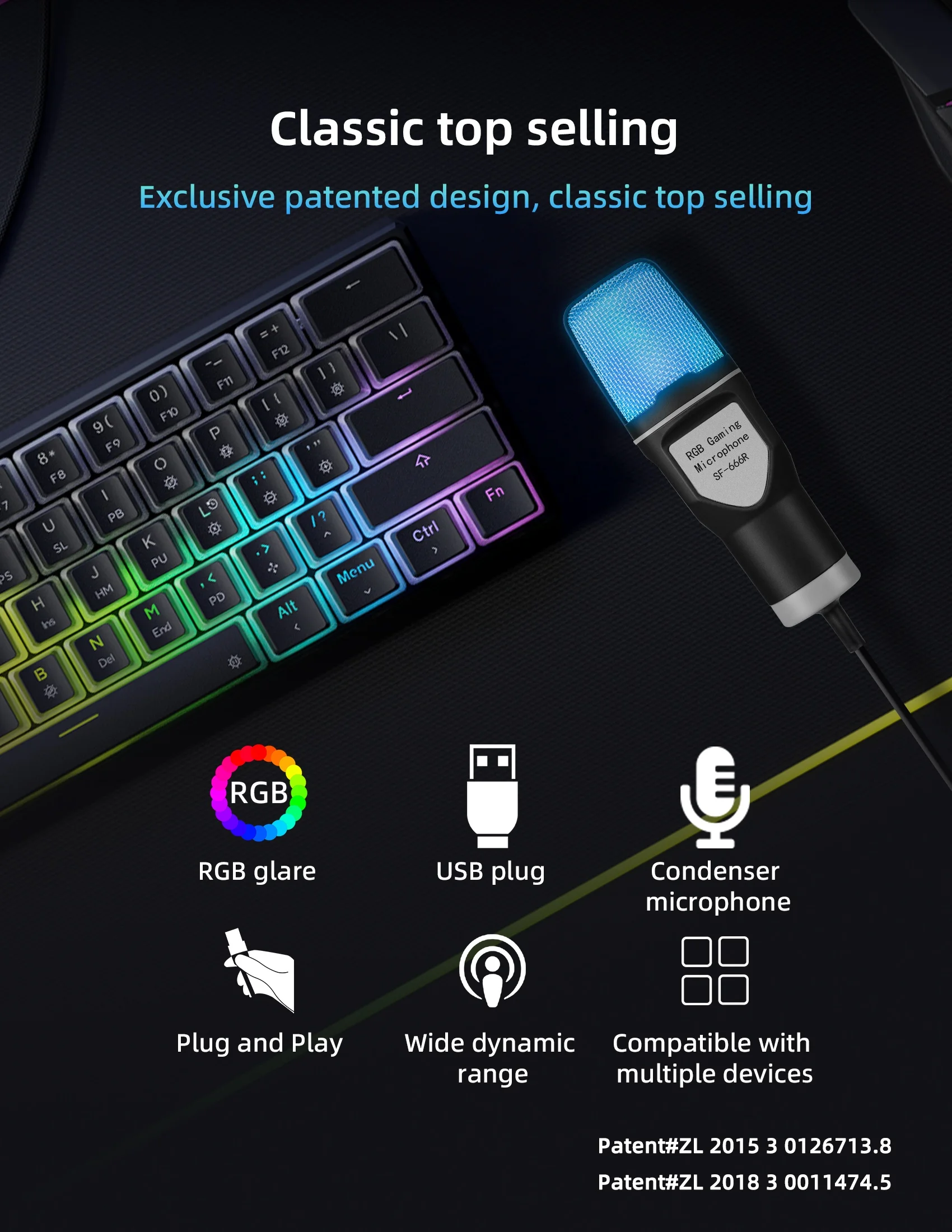 Micrófono RGB Gaming eSports ordenador de escritorio micrófono condensador micrófono plegable Anti-spray soporte de malla SF-666R - imagen 4