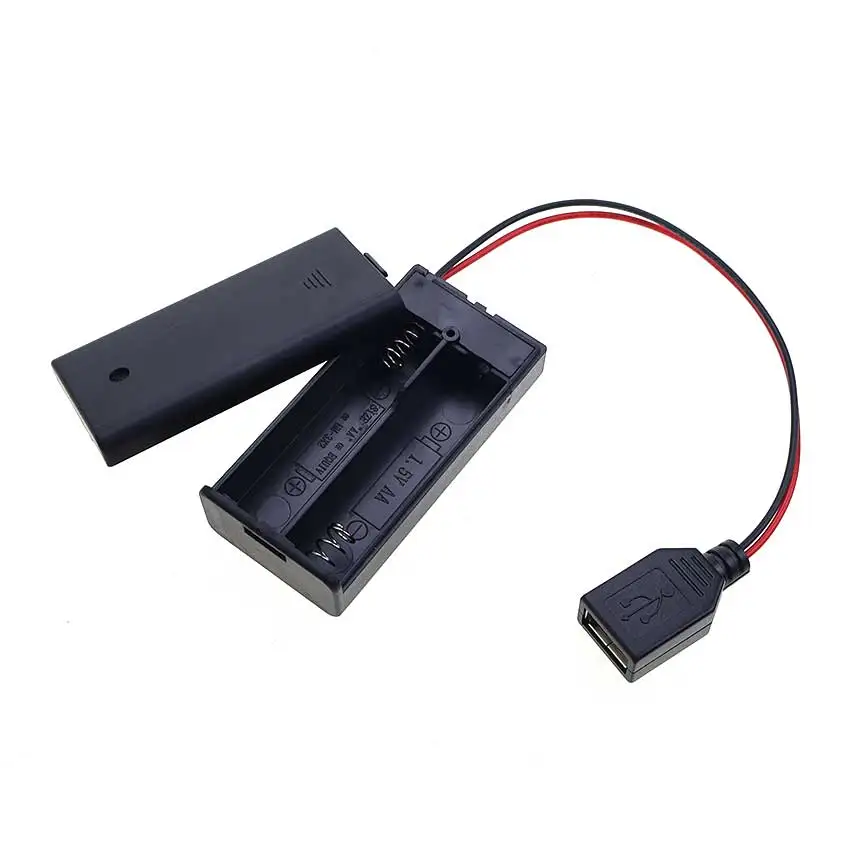 JCD 1 Uds 2/3/4/6/8 ranura AA soporte de batería 1,5 V AA caja de batería con cubierta con puerto de alimentación hembra USB interruptor y cubierta DIY - imagen 3