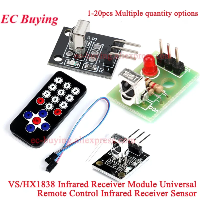 1-20 piezas KY-022 TL1838 VS1838B HX1838 receptor infrarrojo IR Universal módulo de Control remoto inalámbrico para Arduino Diy Starter Kit