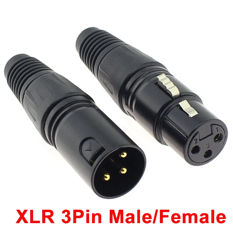 1 Uds XLR 3 pines macho/hembra micrófono Cable de Audio conector cañón micrófono terminación de Cable negro plata enchufes de micrófono - imagen 2