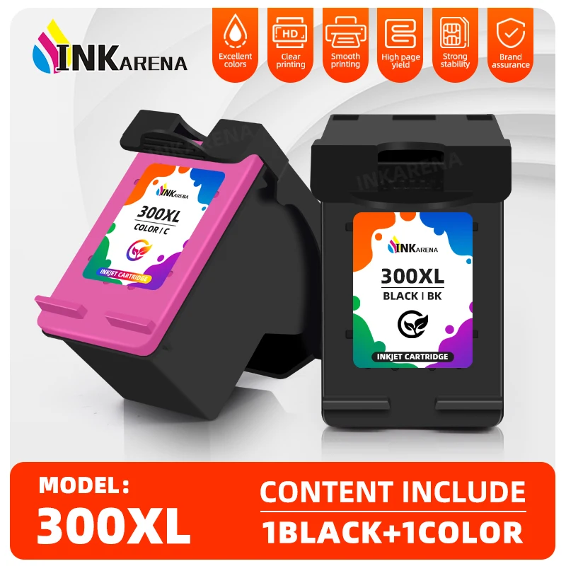 Inkarena-cartucho de tinta recargado para impresora HP 300 300XL, recambio de tinta recargado para HP300, color negro para Deskjet F4272, F4580, F2420, F2480, F2492, F4210