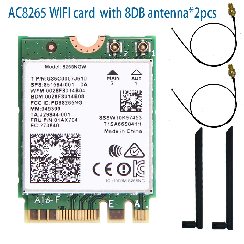 Inalámbrico-AC 8265, banda Dual, 2,4G/5Ghz, Wifi, Bluetooth, Wlan para 8265NGW, NGFF, 802.11ac, 867Mbps, 2x2, MU-MIMO, tarjeta BT 4,2 - imagen 2