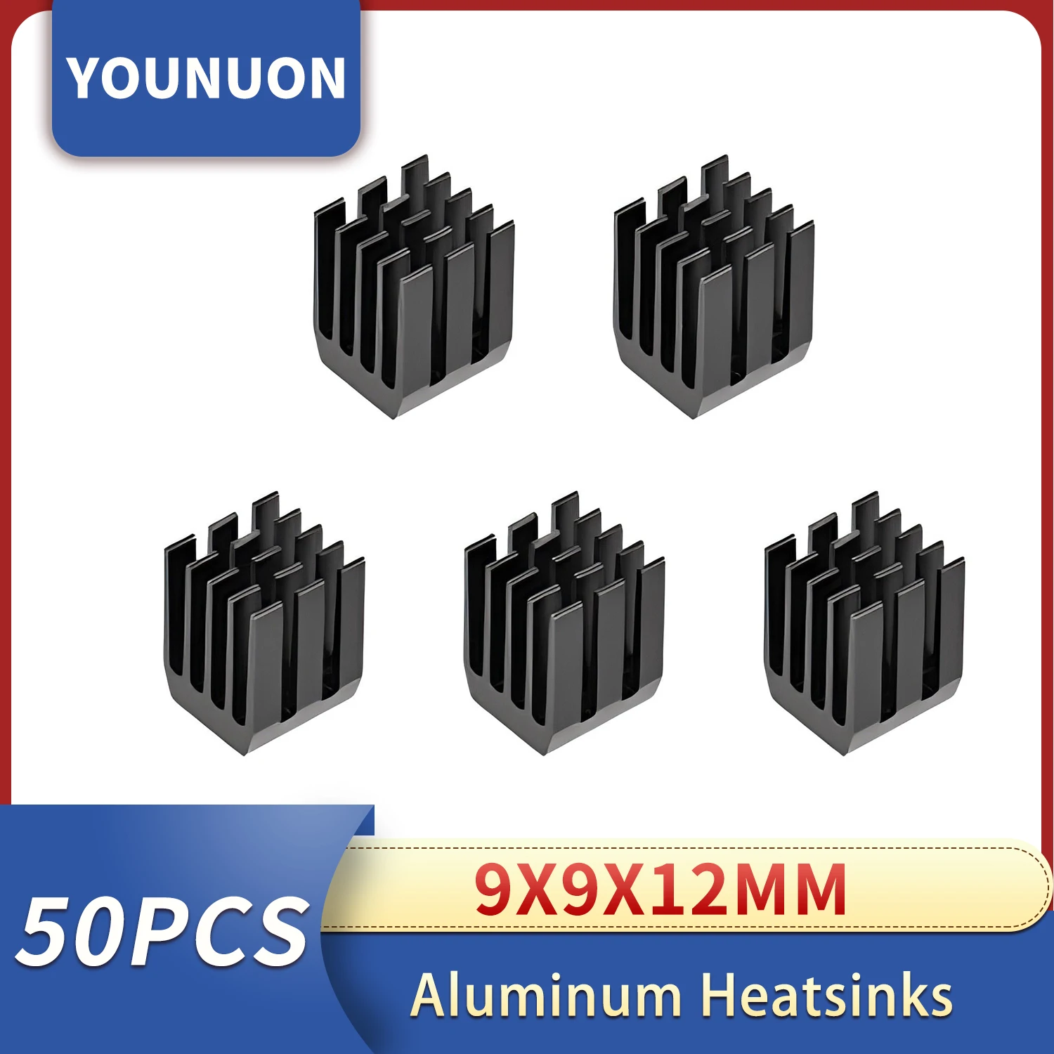 50 Uds YOUNUON 9x9x12mm disipadores de calor de aluminio Mini IC Chipset enfriador disipador de calor disipadores de calor módulo de radiador electrónico enfriador