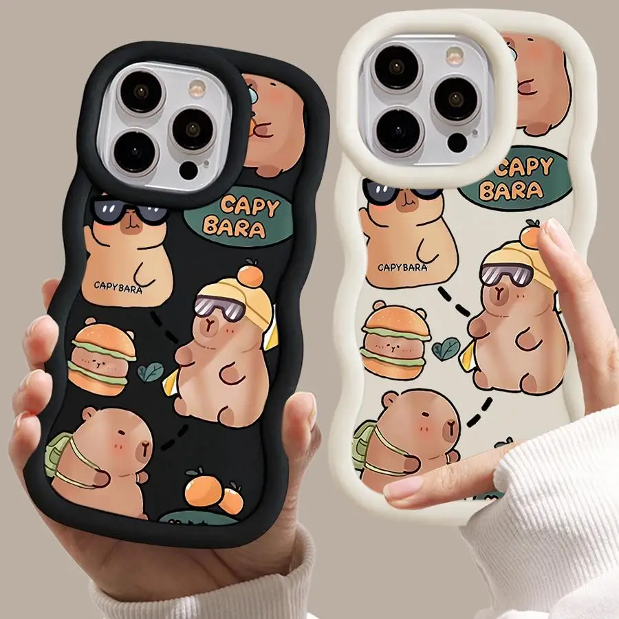 Soft TPU Case for iPhone 8 12 15 16 Plus 16e 13 12 11 Pro 16 15 14 Pro Max XS Max 7 Capybara Pattern 
