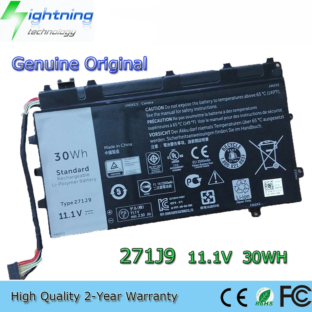 Batería genuina para ordenador portátil 271J9 11,1 V 30Wh para Dell Latitude 7350 13 7000 Series GWV47 MN791 YX81V 3WKT0