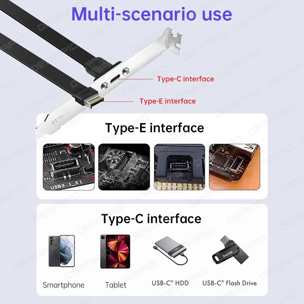 Cabecera de Panel frontal USB 3,2, conector hembra tipo E a USB-C tipo C, Cable de extensión PD de 100W + tornillo de montaje en Panel de 30/50CM - imagen 2