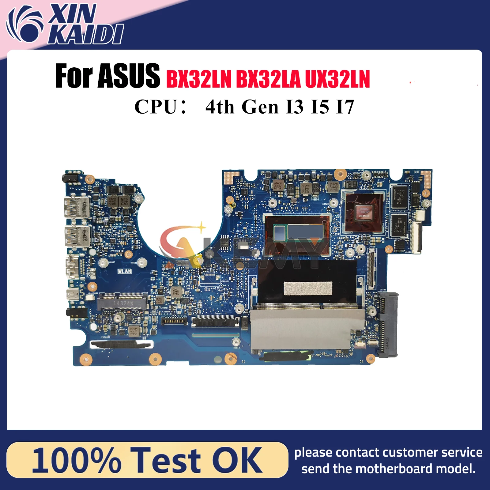 Placa base para ordenador portátil UX32LN para ASUS ZenBook BX32LA BX32LN UX32L UX32LN placa base para portátil con CPU I3 I5 I7 100% pruebas OK envío rápido