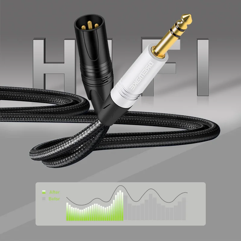 Cable macho TRS a XLR de 1/4 de pulgada, Cable equilibrado de 6,35 mm, adecuado para cables profesionales en guitarras, mezcladores y estudios de grabación - imagen 3