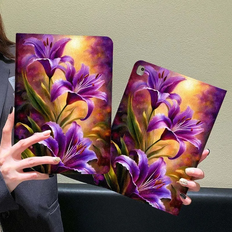 Flor de lirio púrpura para Huawei Honor Tab Magic Pad GT 6 X9 X8A X8 V8 V7 9 8 2 3 13,3 10 Pro pulgadas funda para tableta