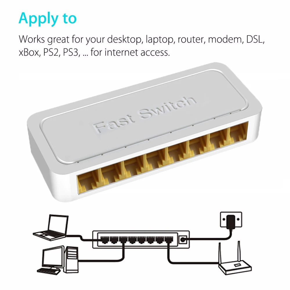 Conmutador de red Gigabit de 8 puertos, 10/100/1000Mbps, conmutador inteligente Ethernet, concentrador RJ45 de alto rendimiento, divisor de Internet - imagen 5