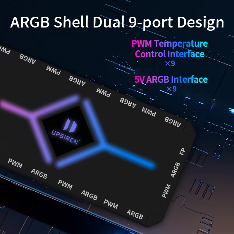 Hub ventiladores ARGB PWM magnético UPSIREN U-H8 con control magnético - imagen 5