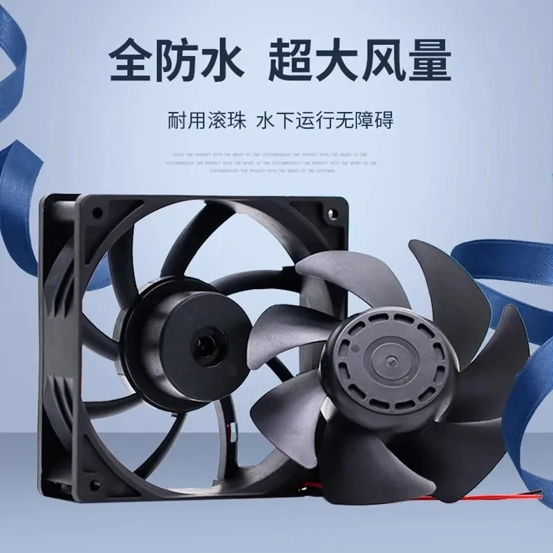 EC100V-240V ventilador de flujo axial de amplio voltaje IP68 ventilador impermeable 12cm 12038 ventilador ultrasónico humidificador industrial con doble rodamiento de bolas - imagen 4
