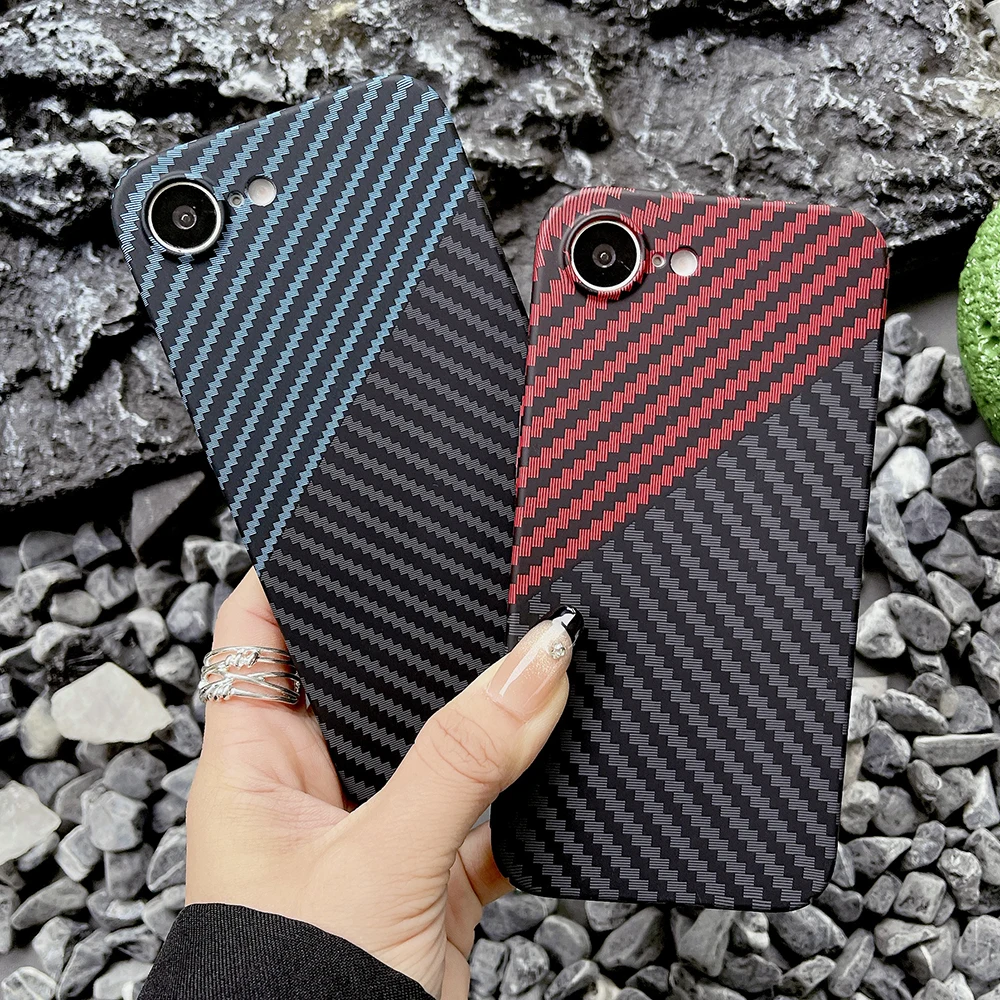 Funda para iPhone 16E PC con textura de fibra de carbono, funda dura mate para iPhone 16E, parachoques ultrafino a prueba de golpes - imagen 4