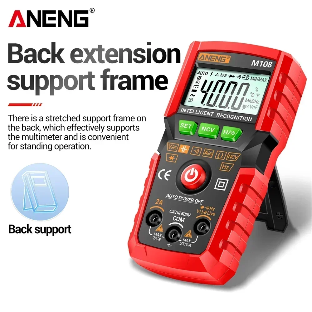 Multímetro Digital Profesional MIni ANENG M108 4000 recuentos Auto AC/DC voltaje instrumentos eléctricos probador herramientas medidoras - imagen 3