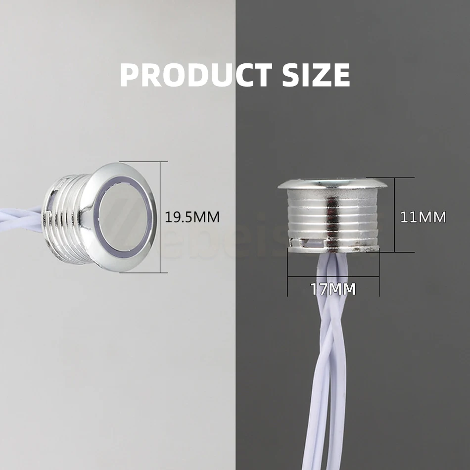 DC 12V 24V gabinete LED atenuador táctil Control de encendido/apagado 5-100% atenuación 2510/puerto DuPont Cable de conexión de 2m oculto integrado - imagen 5