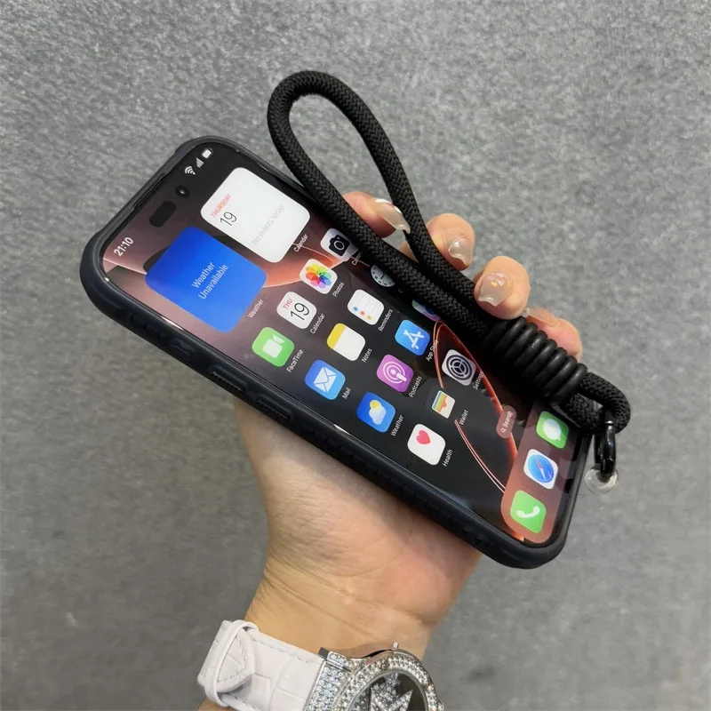 Funda de parachoques con patrón de neumáticos de negocios para iPhone 16, 14, 15 Plus, fundas Magsafe para iPhone 13, 12, 11, 14, 15 16 Pro Max, funda con correa para la muñeca - imagen 4