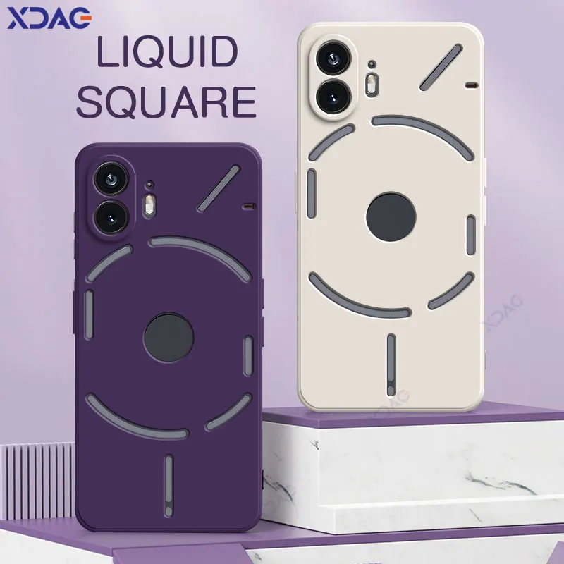 Fundas de teléfono cuadradas originales de silicona líquida para nada teléfono 1 2 5G 360 fundas traseras suaves a prueba de golpes NothingPhone1 NothingPhone2 - imagen 2