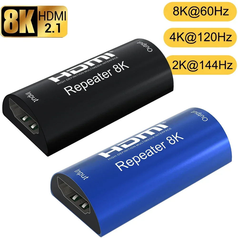 Repetidor 8k de 30M, 8K @ 60Hz, 4K @ 120hz, extensor de Cable HDMI, repetidor de señal, amplificador, adaptador Hdmi 2,1 HDR, convertidor de vídeo 3D