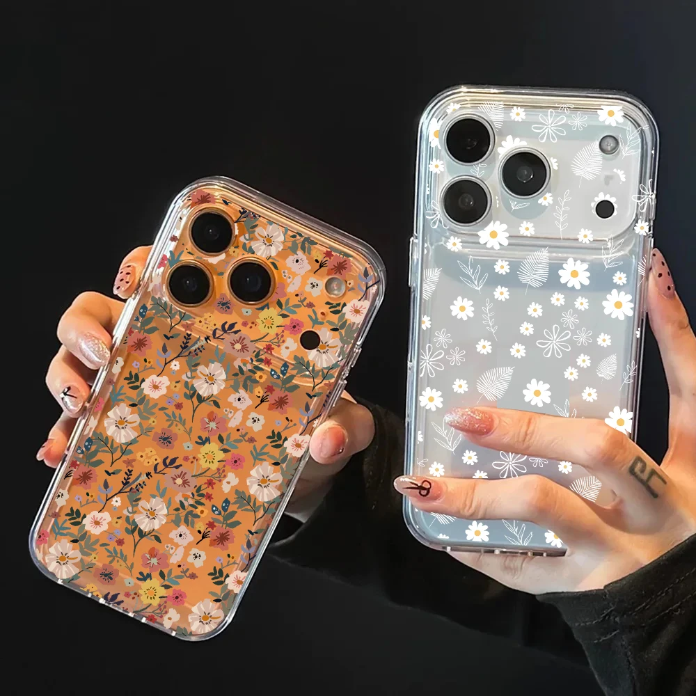 Funda de TPU minimalista transparente con patrón de flores para Iphone 17Pro Max 17 Air 16 15 14 13 11 12 Pro Max Mini 15 Plus