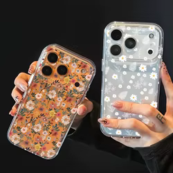 Funda de TPU minimalista transparente con patrón de flores para Iphone 17Pro Max 17 Air 16 15 14 13 11 12 Pro Max Mini 15 Plus