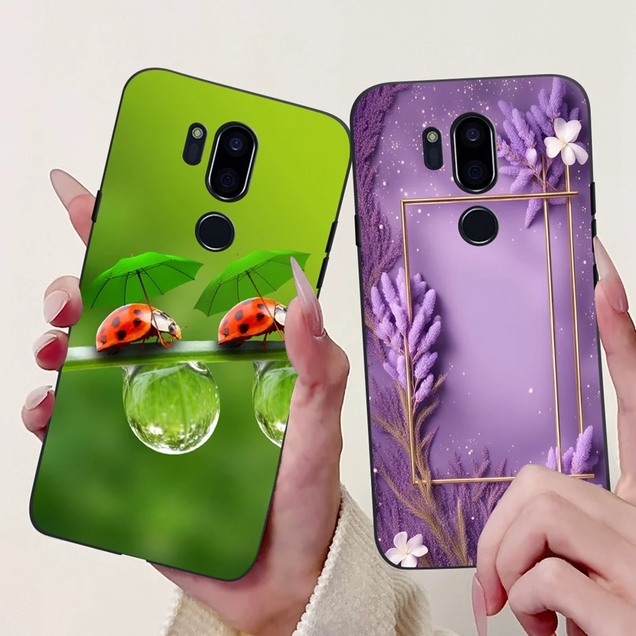 Para LG G7 ThinQ funda lindo gato de lujo cubierta pintada suave funda de teléfono delgada para LG G7 ThinQ G7Thinq LM-G710 G710 G7 + bolsas de cubierta trasera - imagen 4