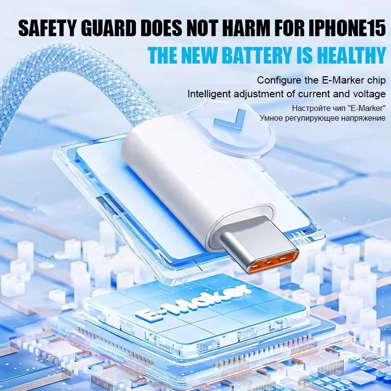 1-5 uds 60W Original trenzado USB C a tipo C Cable para Apple iPhone 17 Air 15 16 Pro Max Cable de carga rápida Cable de datos tipo C - imagen 3