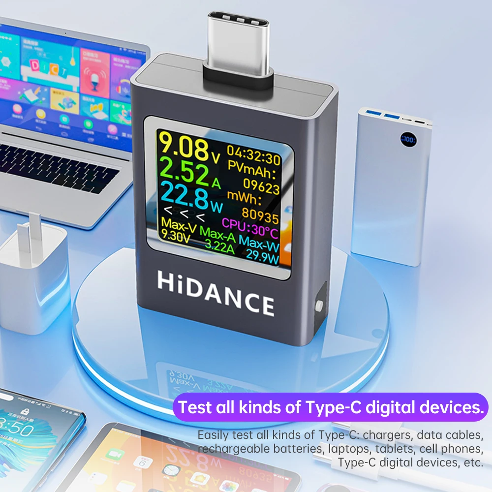 HDC-085C DC 4,5-50V 0-12A PD3.1 pantalla Digital multifunción amperímetro de voltaje CC medidor de potencia tipo C probador de carga de teléfono móvil - imagen 5