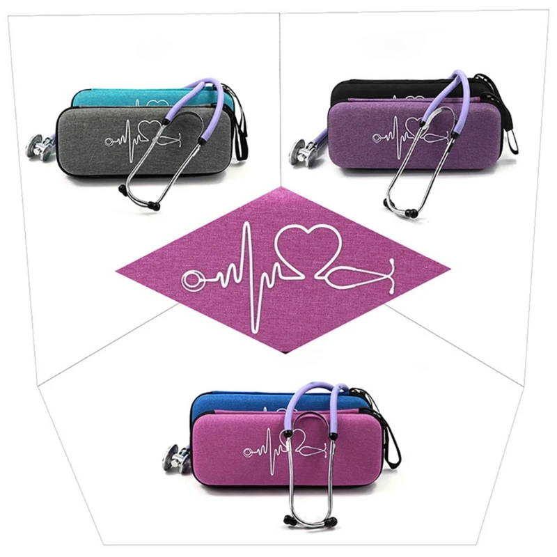 Estuche de transporte estetoscopio, Protector de caja de almacenamiento con bolsillo de malla para estetoscopio 3m Littmann Classic III - imagen 3