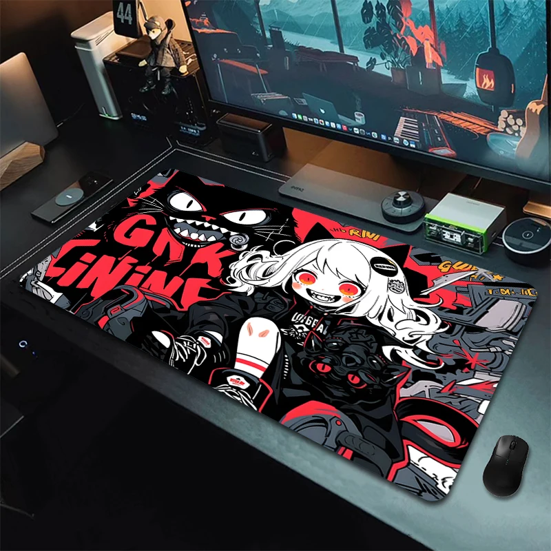 Alfombrilla de ratón para Gamer, alfombrilla de goma para ratón Kawaii de Anime para niñas, alfombrilla grande para ratón de gato bonito XXL, alfombrilla para teclado para juegos, alfombrilla de escritorio para ordenador portátil con borde de bloqueo