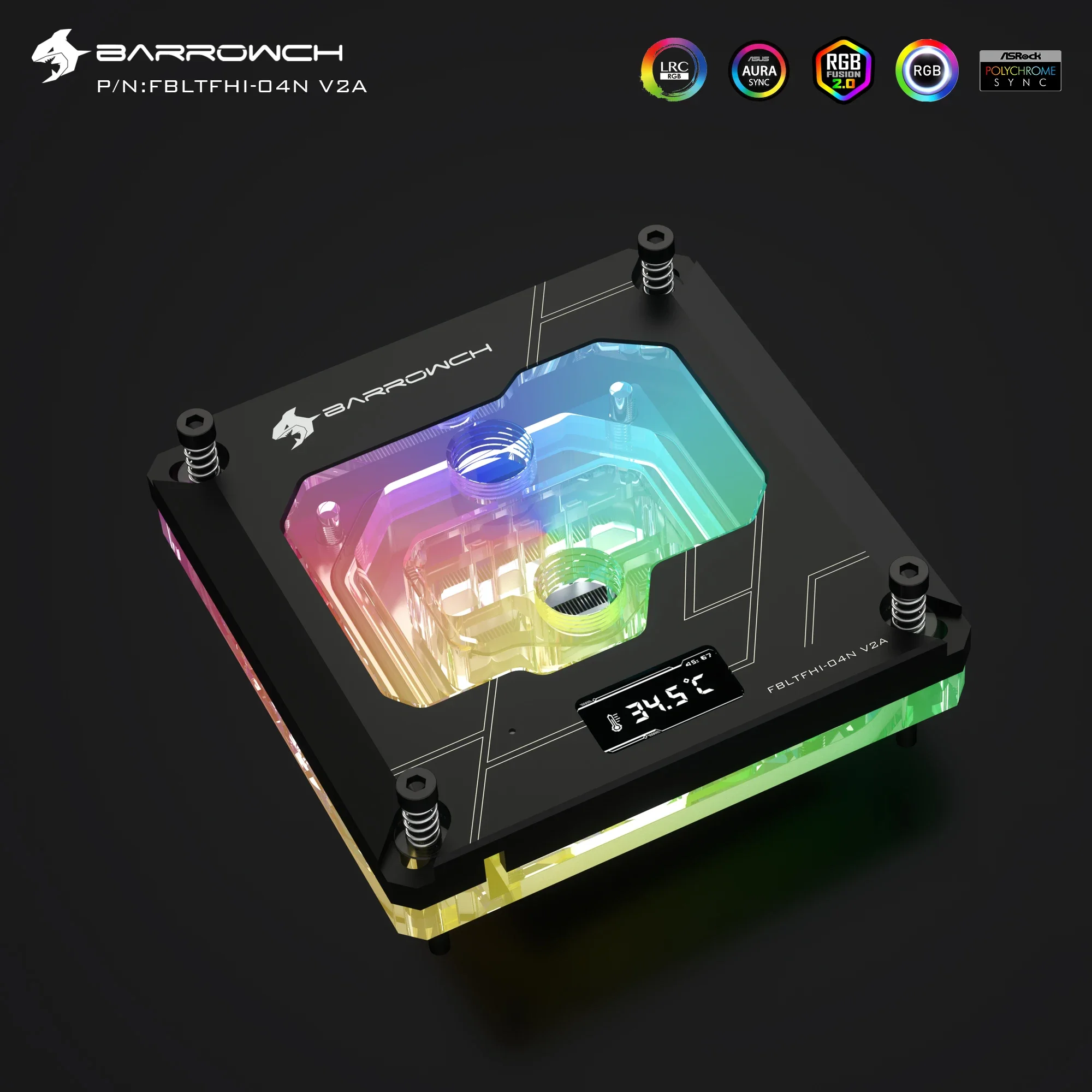 Barrowch GPU bloque de agua para plataforma INTEL LGA1200/1700/115X/X99/X299 pantalla Digital TFT 5V ARGB 3PIN AURA SYNC FBLTFHI-04I - imagen 4