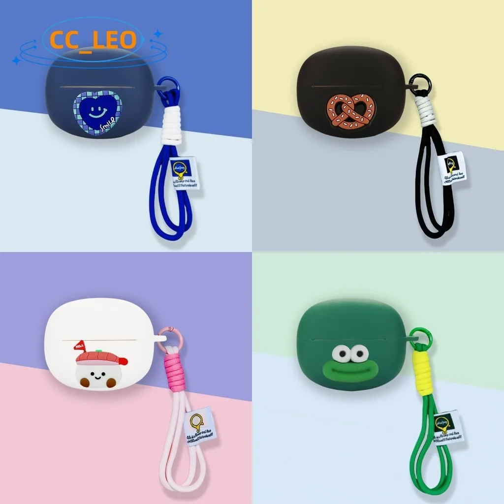 Para Baseus Bowie MC1 funda lindo tiburón cordón colgante dibujos animados funda suave de silicona Baseus Bowie MC1 funda protectora de oreja abierta