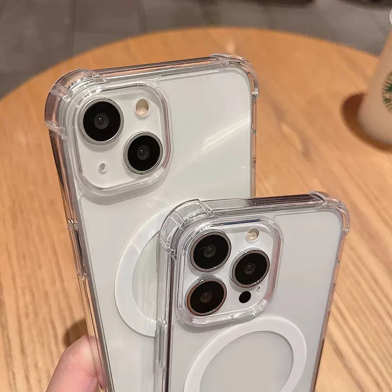 Fundas magnéticas transparentes de lujo para iPhone, fundas de carga inalámbrica Magsafe para iPhone 16, 14, 13, 12, 11, 15 Pro Max, accesorios de cubierta a prueba de golpes - imagen 5