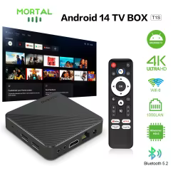 TV Box T1S Android 14 Cuadrónúcleo WiFi6 1G LAN Bluetooth Multimedia