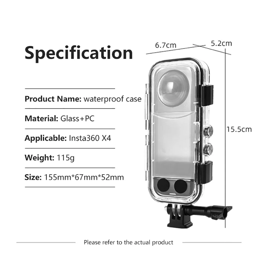 Funda de buceo Invisible para Insta360 X3 X4, funda carcasa impermeable para cámara Insta 360 X4, carcasa de buceo subacuática de 40M - imagen 2