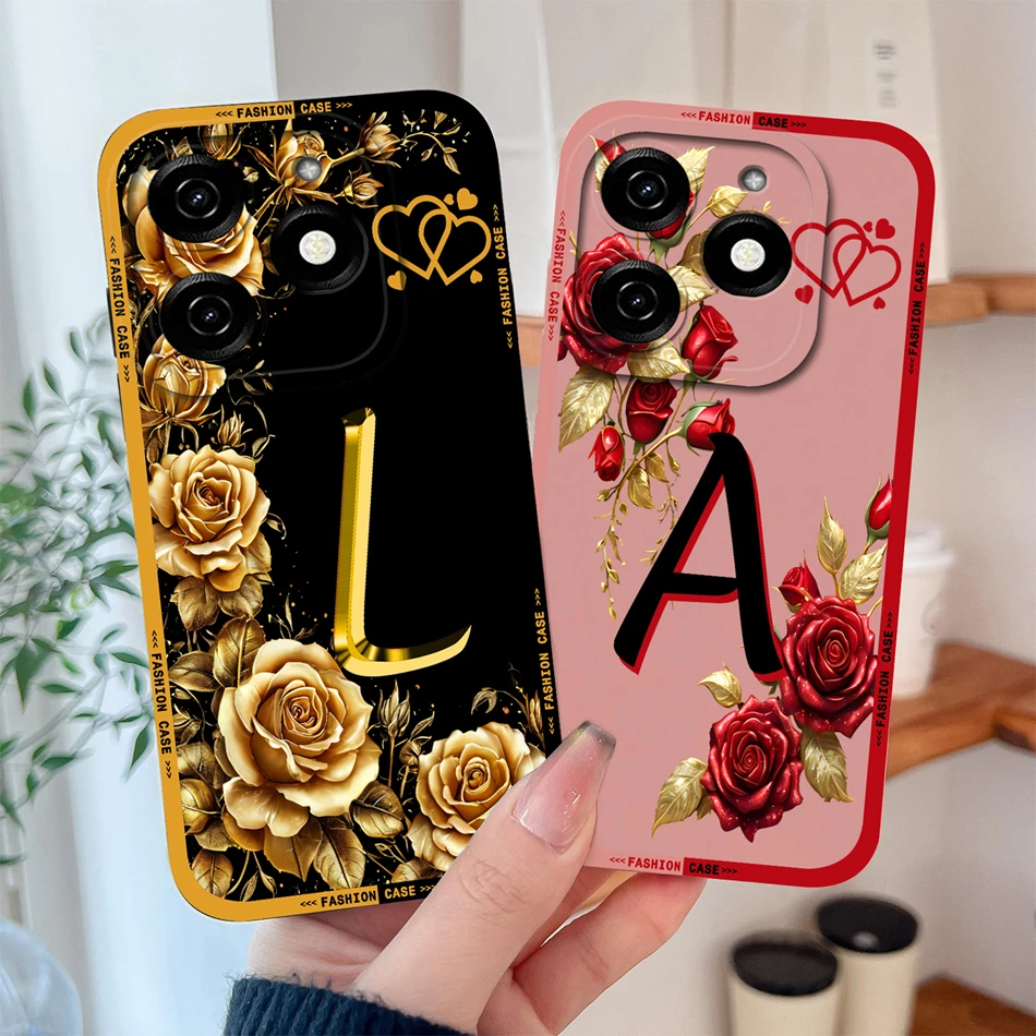 Para Infinix Smart 8 Pro Plus 8 HD funda de teléfono flores nombre letras funda protectora de alta calidad para Infinix Smart8 carcasa suave