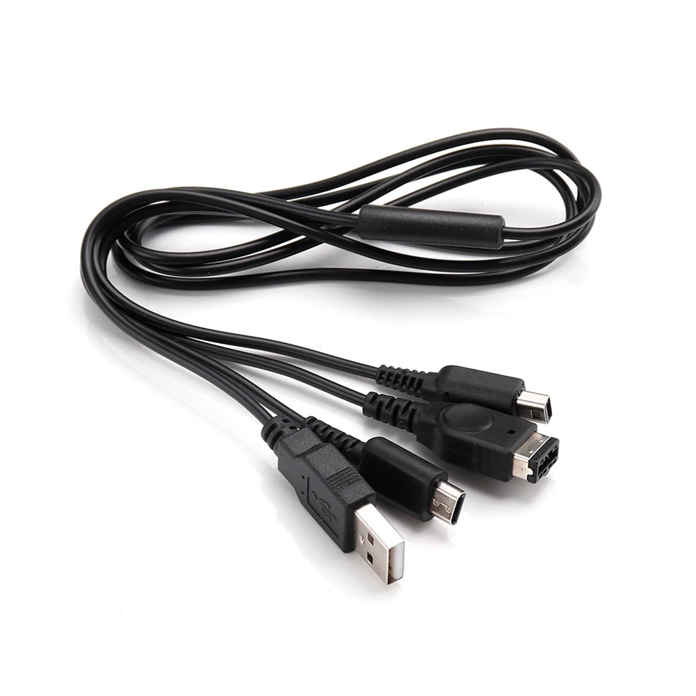 Cable cargador USB 3 en 1 negro de alta calidad para NDSI NDSL para consola GBA SP cable de 1,2 M