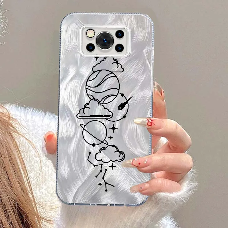 Funda artística espacial para Xiaomi Poco X3 X5 X6 X7 M3 M4 M5S M6 F5 F3 C65 C55 C75 Pro NFC textura de plumas funda de teléfono - imagen 3