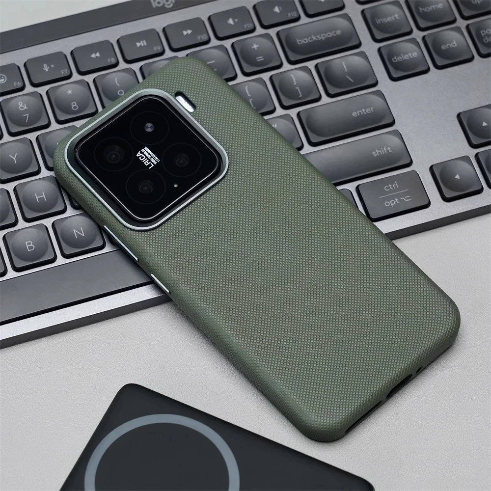 Funda mate de cuero PU con textura en relieve de diamante de lujo para Xiaomi Mi15 Mi 14 15 Pro, lente de Metal de carga inalámbrica a prueba de golpes - imagen 4