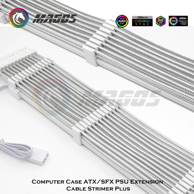 Cable de extensión GPU ARGB Rainbow Neon Line cubierta de luz LED ATX 24Pin 8PinX2 Cable extensor no Lian Li Stimer Plus - imagen 5