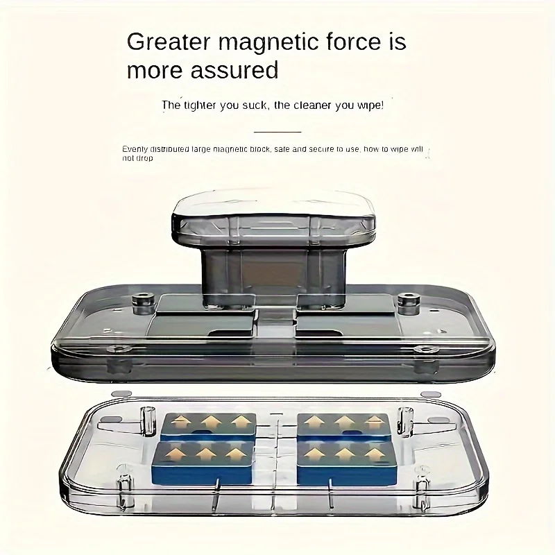 Limpiador de ventanas magnético ultra fuerte de doble cara con diseño antipellizco y cuerda de seguridad, mango ergonómico de ABS para vidrio de 3-8 mm (1 unidad) - imagen 2