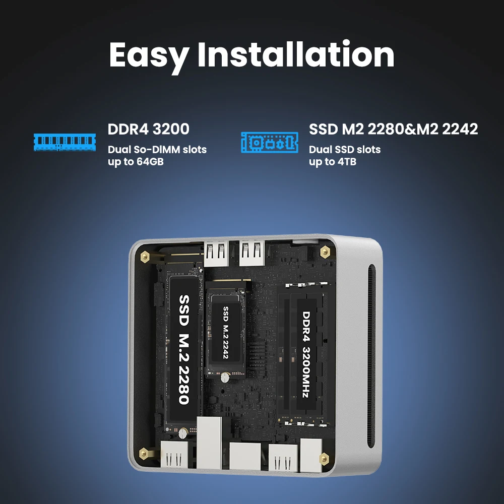 Computadora para juegos Diy Genmachine Mini PC barata AMD Ryzen 5 5560U Computadora para juegos Diy Salida 4K, WiFi6, computadora portátil de oficina - imagen 4