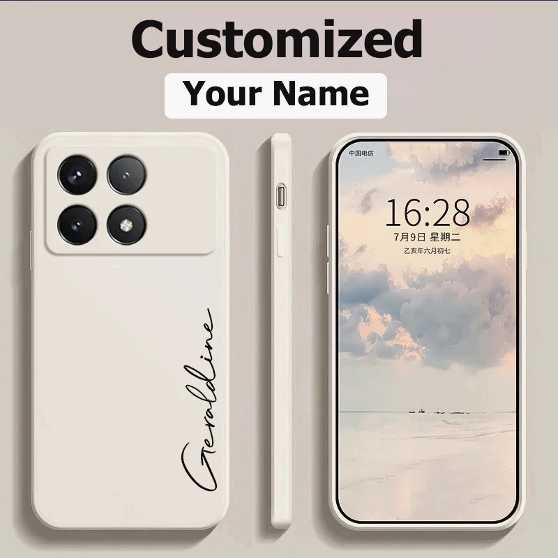 Para Xiaomi poco X6 X5 X4 X3nfc M6 M4 Pro 4G 5G personalizado nombre iniciales suave silicona líquida a prueba de golpes funda - imagen 2