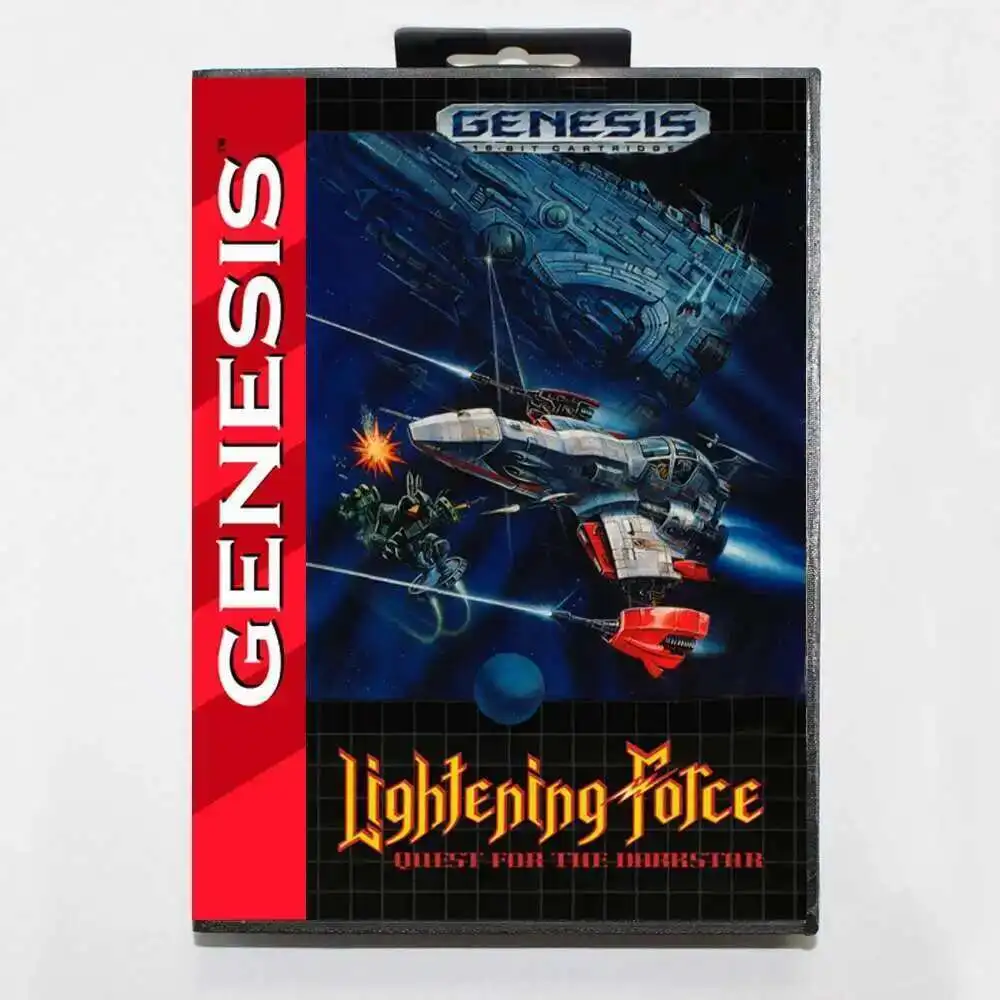 Tarjeta de juego Lightening Force MD con caja estadounidense personalizada para consola Sega Megadrive Genesis de 16 bits