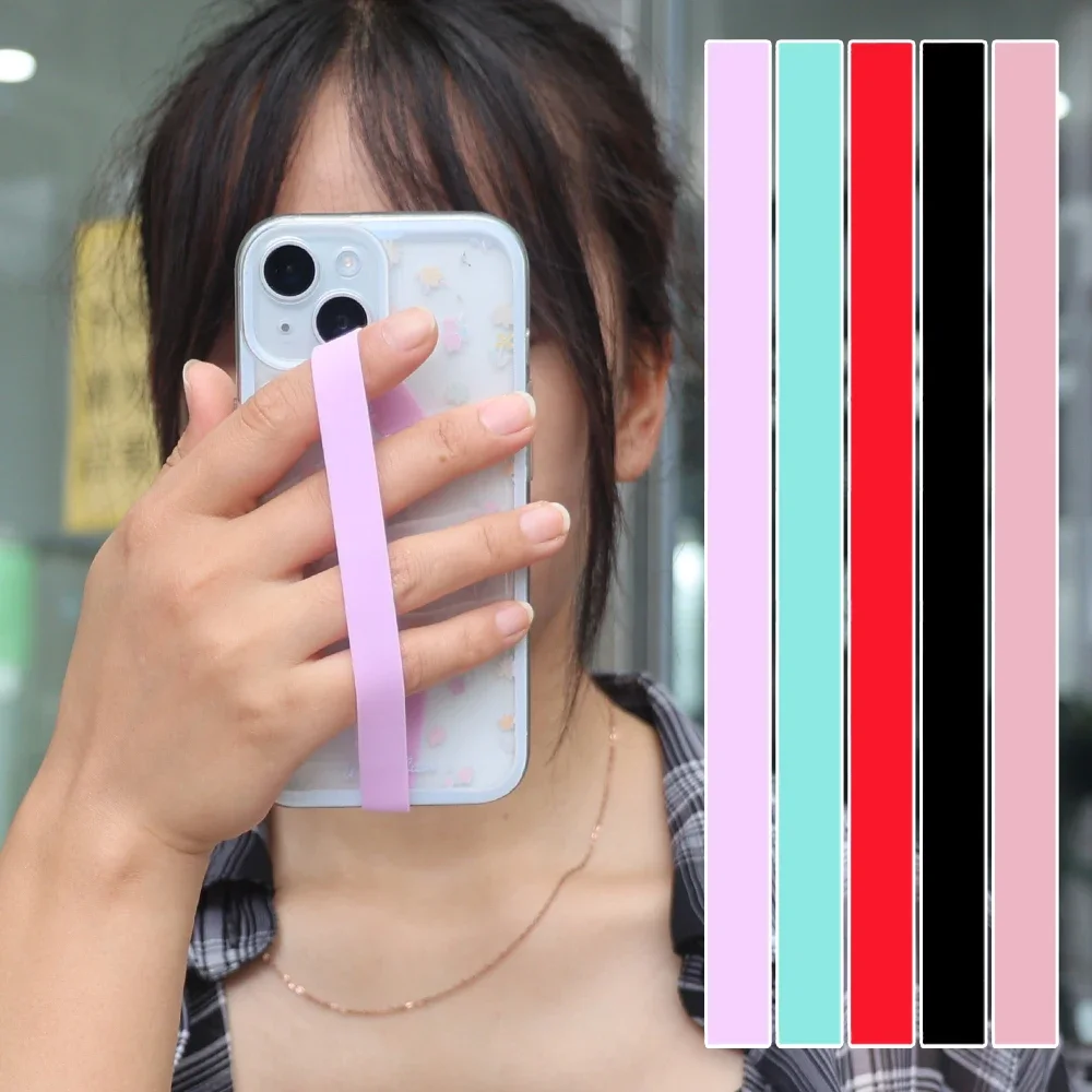 Universal Elastic Soft Silicone Phone Straps Ropes Holder Wristband Hand Band Grip Finger Stand For iPhone Samsung Huawei Xiaomi - imagen 2