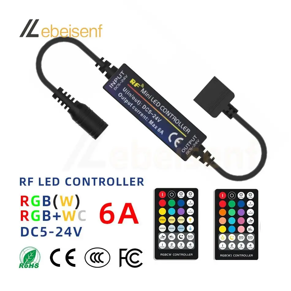Minicontrolador LED RF, tira de luz de Color RGB RGBW RGBWC RGBCCT RGB + CCT PWM, señal, atenuador remoto inalámbrico de 28 teclas, 5V, 12V, 24V, CC, 6A